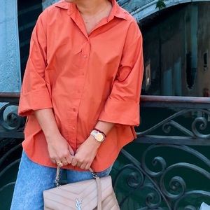 Massimo Dutti Women Button-down Blouse – Orange